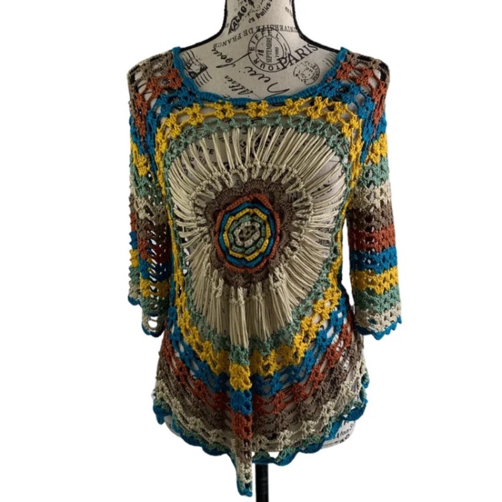 Roz & Ali knitted boho blouse women’s size S/M